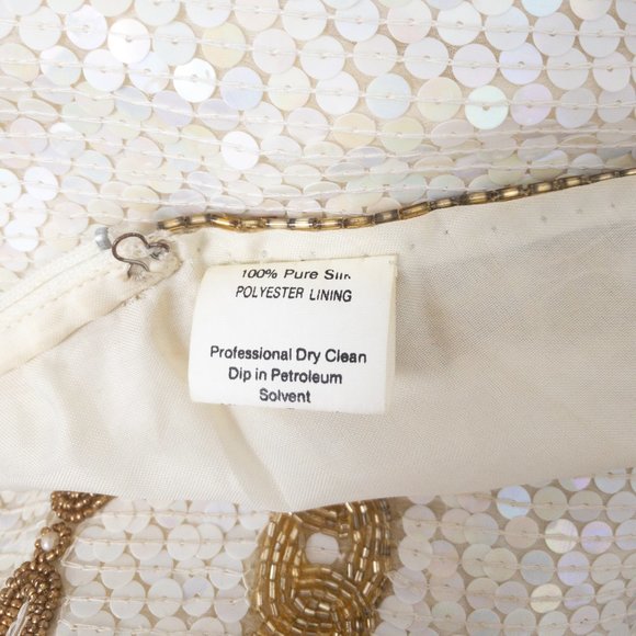 Vintage 10 Silk Versace-Style Sequin Dress White - Picture 11 of 12